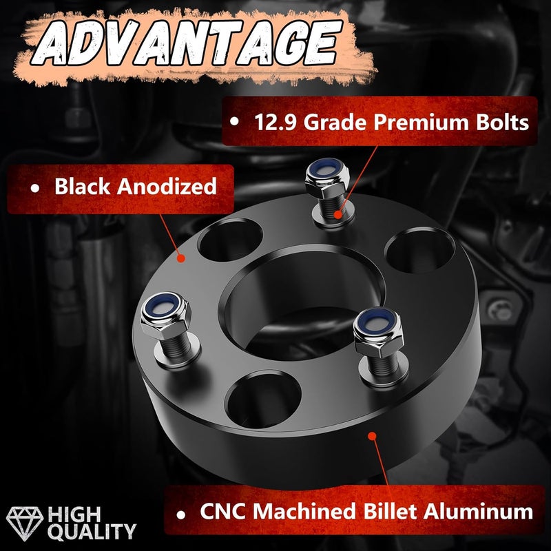 Lifronkit 2" Front Leveling Lift kit for Dodge Ram 1500 2006-2024 4WD, Raise 2 Inch Front Strut Spacers Compatible with Dodge Ram Suspension Lift Kits 2006-2023 Black Anodized(new version) - Image 4